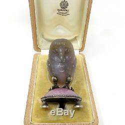 Nyjewel Fabergé Impériale Russe Argent Jade Sapphire Owl Paperweight