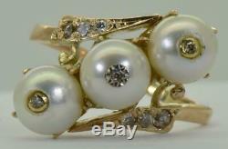Or Antique Impériale Russe, Diamants Et Perles De La Mer Bague Dames De C1908