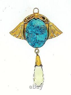 Pendentif Antique Impérial Russe Argent Turquoise Scarab Pendentif