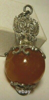 Pendentif Wwi Argent 84 Impérial Russe 1908 Amber Double Aigle