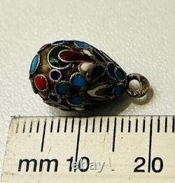 Pendentif antique en argent 84, émail, œuf Fabergé, Russie tsariste Rare! Vidéo