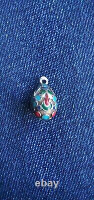 Pendentif antique en argent 84, émail, œuf Fabergé, Russie tsariste Rare! Vidéo