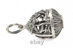 Pendentif charme impérial en argent sterling vintage avec œuf russe découpé