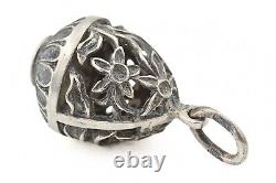 Pendentif charme impérial en argent sterling vintage avec œuf russe découpé