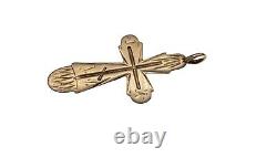 Pendentif chrétien croix orthodoxe impériale russe antique 1886 Or 56 14K.