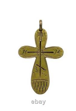 Pendentif chrétien croix orthodoxe impériale russe antique 1890 en or jaune 56