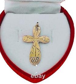 Pendentif chrétien croix orthodoxe russe impériale antique 1888 Or 56 14K