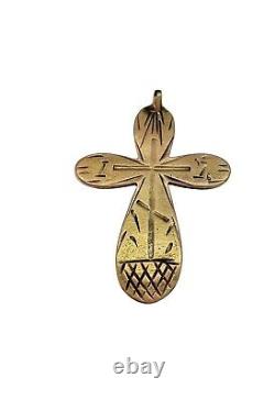 Pendentif chrétien croix orthodoxe russe impériale antique 1888 Or 56 14K