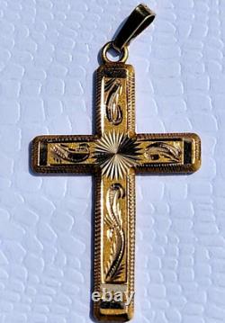 Pendentif croix Antique 9K 56 Impérial Russie 6 grammes 2 côtés étoile taillée en diamant etc.