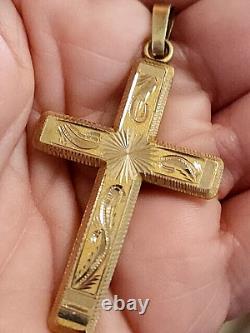 Pendentif croix Antique 9K 56 Impérial Russie 6 grammes 2 côtés étoile taillée en diamant etc.