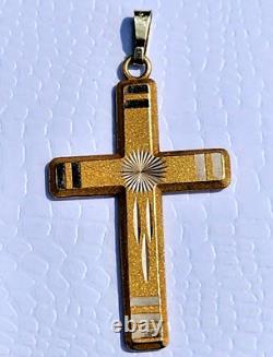 Pendentif croix Antique 9K 56 Impérial Russie 6 grammes 2 côtés étoile taillée en diamant etc.