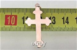 Pendentif croix chrétienne unique en or rose antique impérial russe 56 14K