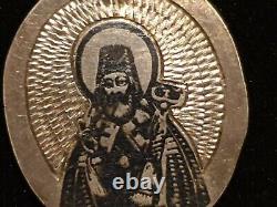 Pendentif en argent antique de l'empire russe SOKOLOV avec une icône religieuse orthodoxe russe