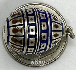 Pendentif en forme d'œuf en argent émaillé russe impérial ancien 84 9.73g 1 x 0.3/8