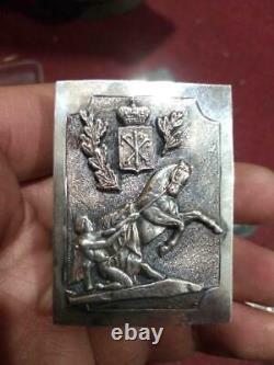 Peter I Antique Imperial Russian Sterling Silver 84 Matchstick Case Signé 39.5g