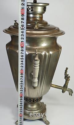 RARE type Antique GYPSY Impérial Russe TULA Samovar en laiton plaqué argent H-20