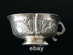 Rare 18c Catherine II Antique Impériale Russe Argent Charka Coupe Chased Moscou