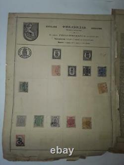 Rare Album de Timbres-poste Impériaux Russes Antiques à Double Face de 4 Feuilles