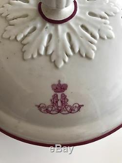 Rare Alexander II Antique Russe Céramique Imperial Porcelaine Soup Bowl
