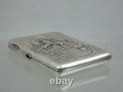 Rare Antique Imperial Russe 84 Silver Cigarette Cas Bogatyr / Eagle Russe
