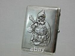 Rare Antique Imperial Russe 84 Silver Cigarette Cas Bogatyr Qualité Fine