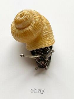 Rare- Antique Imperial Russian Faberge Animal Silver Snail In Box