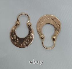 Rare Antique Impérial russe en or rose 56 14K Boucles d'oreilles Bijoux pour femmes Fait main