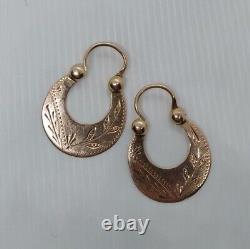 Rare Antique Impérial russe en or rose 56 14K Boucles d'oreilles Bijoux pour femmes Fait main