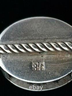 Rare Antique Impériale Russe Argent Rope Poulie Nautical Marine Pendentif Collier