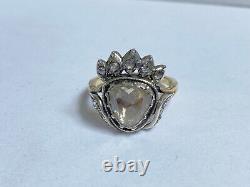 Rare Antique Impériale Russe Faberge Big Diamond 14k 56 Or Silver Ring