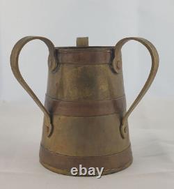 Rare Antique Impériale Russe Judaica 3 Poignée En Laiton Loving Laver Cup 1800's