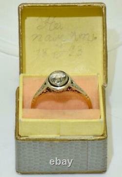 Rare Antiquité 19ème C. Imperial Russian 14k Gold (56)&0.7ct Bague De Fiançailles Diamant