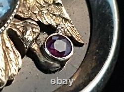 Rare Faberge Russe Impérial Eagle 14k Or Diamond Croix Rouge Pendentif Jetton Ru