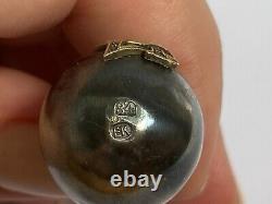 Rare Impérial Russe Faberge 14k Or Argent 84 Egg Pendentif Bouteille Kollin #