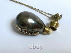 Rare Impérial Russe Faberge 14k Or Argent 84 Egg Pendentif Bouteille Kollin #