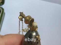 Rare Impérial Russe Faberge 14k Or Argent 84 Egg Pendentif Bouteille Kollin #