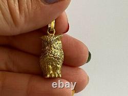 Rare Impérial Russe Faberge Owl Pendentif Argent Massif Gild 88 Et Diamants Yeux