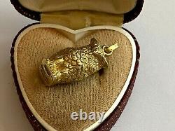 Rare Impérial Russe Faberge Owl Pendentif Argent Massif Gild 88 Et Diamants Yeux