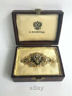 Rare Impériale Russe Fabergé Diamants Broche En Or 18 Carats 72 M. Perkhin Antique