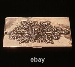 Rare Original Antique Imperial Russian Silver Snuff Box Cigarette Vesta Case RU

  <br/>Traduction: Rare boîte à tabac en argent impérial russe ancienne originale, étui à cigarettes Vesta RU