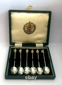 Rare Russe Imperial Silver 88 Kf/at Auteur Faberge Gilded & Enamel Spoon Set