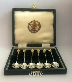 Rare Russe Imperial Silver 88 Kf/at Auteur Faberge Gilded & Enamel Spoon Set