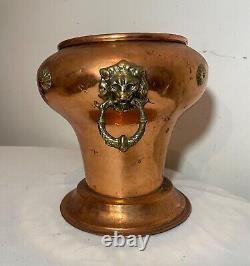 Rare antique 1800's dovetailed Imperial Russian copper brass pot planter vase<br/><br/>	Rareté antique des années 1800, vase de pot en cuivre et laiton russe impérial à queue d'aronde