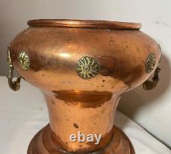 Rare antique 1800's dovetailed Imperial Russian copper brass pot planter vase<br/>	<br/>Rareté antique des années 1800, vase de pot en cuivre et laiton russe impérial à queue d'aronde