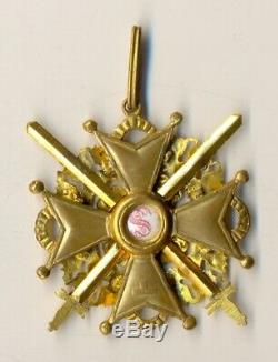 Russe Imperial Antique Médaille De Commande De Badge St. Stanislav Bronze 2 Épées (1030)
