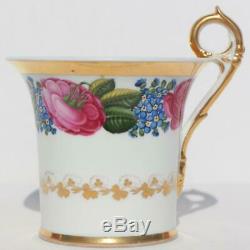 Russian Imperial Porcelain Factory Popov Floral Peinture Thé Soucoupe Coupe Du Cabinet