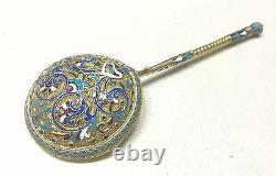 Russian Imperial Silver 84 Enamel Gold Wash Big Spoon Poids Halmarked 60 Grammes