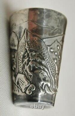 Russian Royal Imperial 84 Silver Vodka Cup Shots Goblet Calice Kovsh Bowl Pin