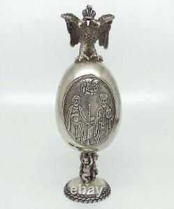 Russie Impériale 88 Argent Icône D'oeufs De Pâques Par August Holming Faberge Cabinet