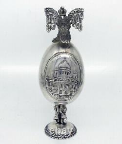 Russie Impériale 88 Argent Icône D'oeufs De Pâques Par August Holming Faberge Cabinet